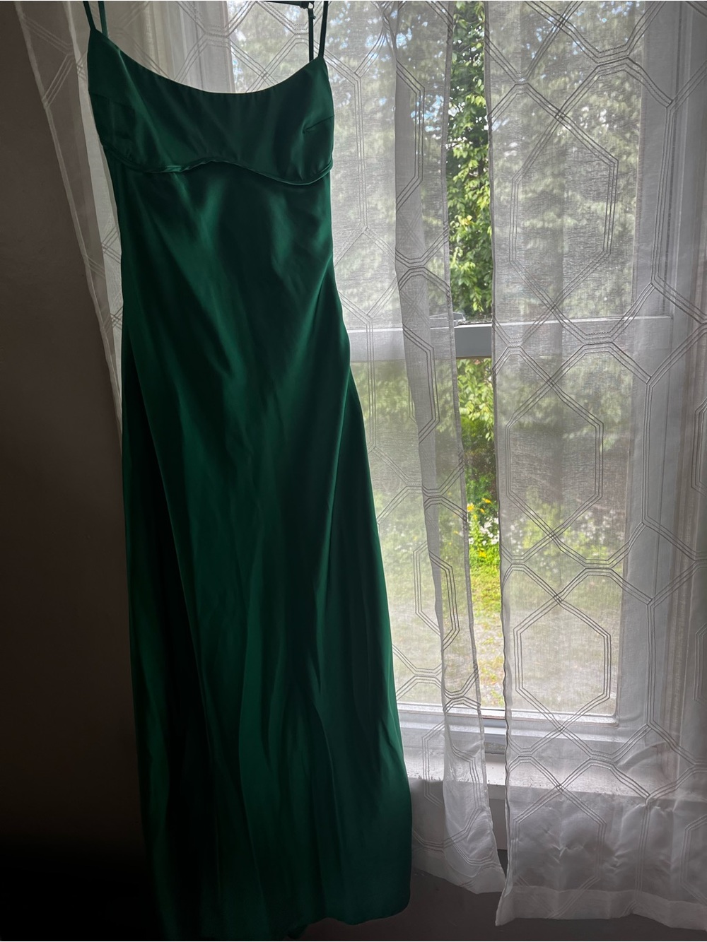 Emerald Green Slip Dress with Spaghetti Straps